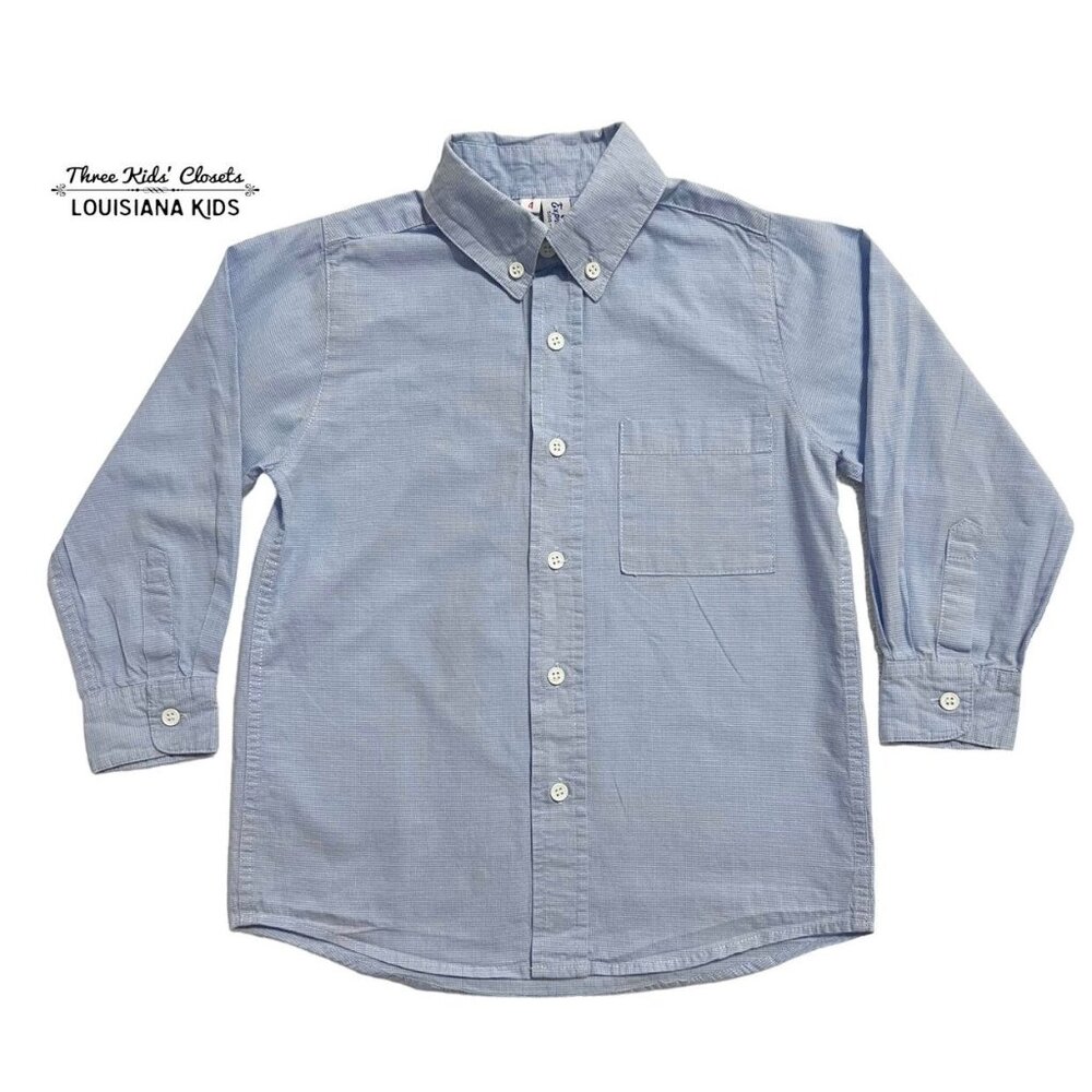 Orient Expressed Sz 4 Blue Long Sleeved Button Down Shirt